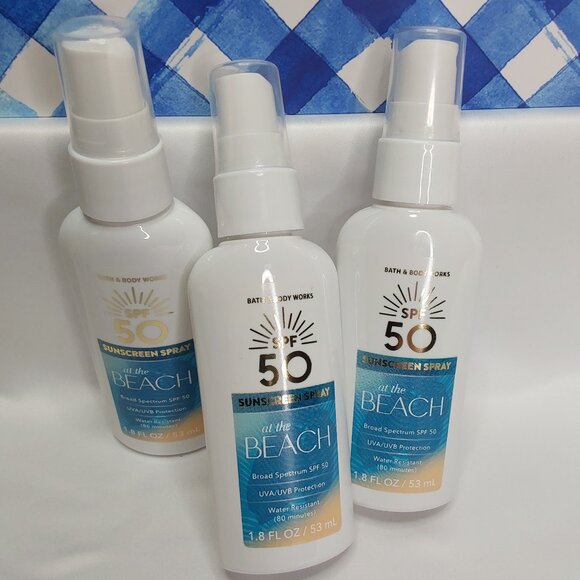 BATH & BODY WORKS 'AT THE BEACH' 3-PIECE SUNSCREEN SPRAY SPF50 TRAVEL SIZE SET - Picture 11 of 16
